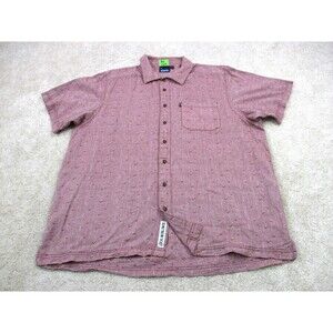 KAVU Shirt Mens Extra Large XL Red Cotton Hiking Camp Casual Button Up